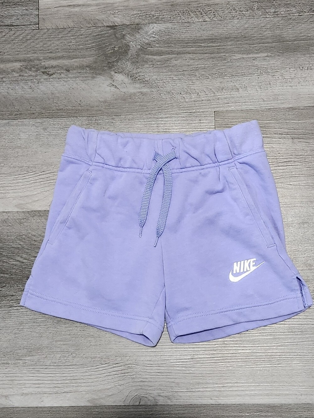 Nike Big Kids Girls French Terry Shorts Purple White Embroidered Swoosh Size M